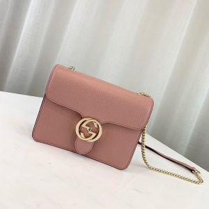 GUCCI GG INTERLOCKING CHAIN CROSS BAG<br>구찌 인터로킹 체인 크로스백<br>[20x15x7.5cm 이태리가죽]