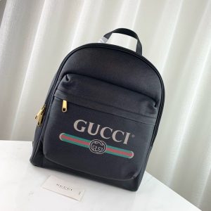 GUCCI LOGO PRINT BACKPACK<br>구찌 로고 프린트 백팩<br>[32x41x18cm 이태리가죽]