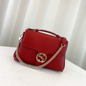 GUCCI GG INTERLOCKING CHAIN CROSS BAG<br>구찌 인터로킹 체인 크로스백<br>[25x20x7cm 이태리가죽]