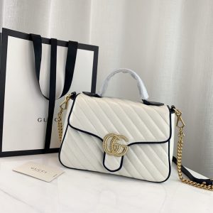 GUCCI GG MARMONT TOP HANDLE BAG<br>구찌 GG 마몬트 탑 핸들백<br>[27x19x10.5cm 이태리가죽]