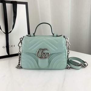 GUCCI GG MARMONT TOP HANDLE BAG<br>구찌 GG 마몬트 탑 핸들백<br>[21x15x8cm 이태리가죽]