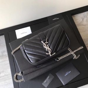 YSL SMALL SILVER CHAIN BAG<br>입생로랑 실버 스몰 체인백<br>[24x13X5cm]