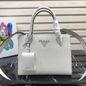 PRADA SAFFIANO CUIR CITY CARF MONOCHROME TOP HANDLE BAG<br>프라다 사피아노 모노크롬 탑핸들백<br>[26x20x13.5cm 사피아노가죽]