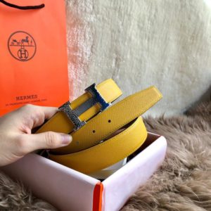 HERMES H LOGO LEATHER BELT<br>에르메스 H 로고 가죽 벨트<br><i>폭 3.2cm 이태리소가죽 양면</i>