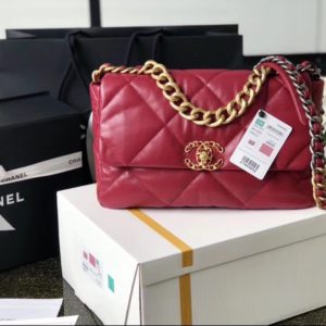 CHANEL 19 FLAP BAG 샤넬 19 핸드백 플랩 백[루비레드][M사이즈]