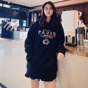 BALENCIAGA 발렌시아가 19FW 블랙 파리 플래그 후드 스웨트셔츠 578135 TGV68 1000_W