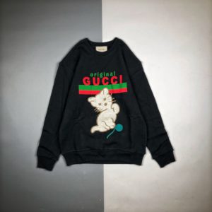 [GUCCI] 구찌 20FW 플레이볼 고양이 패치 자수 긴팔 라운드넥 스웻셔츠