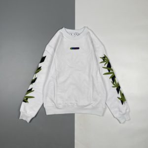 OFF WHITE C/O VIRGIL 22Fw 리프 프린트 자수 라운드 넥 스웨트셔츠