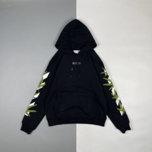 OFF WHITE C/O VIRGIL 22FW 리프 프린트 자수 후드 스웨트셔츠