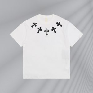 Chrome Hearts 22ss 네크라인 실버 크로스 베니어 반팔 260g