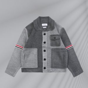 Thom Browne 톰브라운 23Fw 컬러블록 포켓 울 가디건 재킷 – 그레이 & 블랙