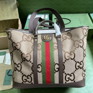 [GUCCI] 구찌 점보 GG 베이지 미디엄 레더 토트백 756660